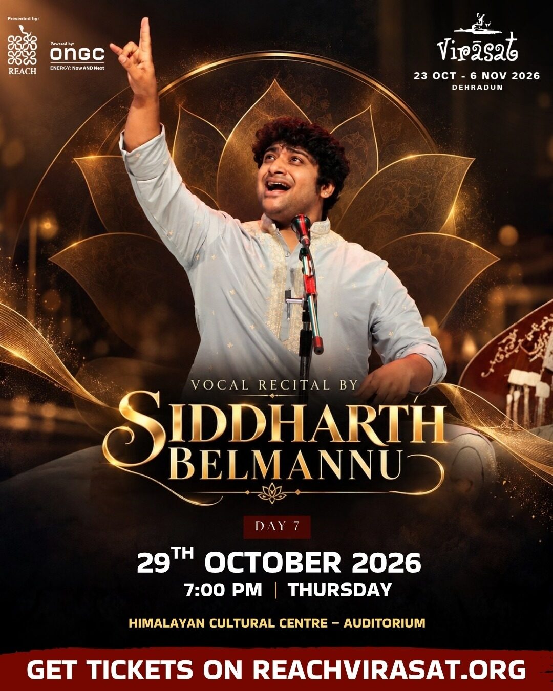 Vocal recital by Siddharth Belmannu, Thu 29 Oct · 7:00 PM