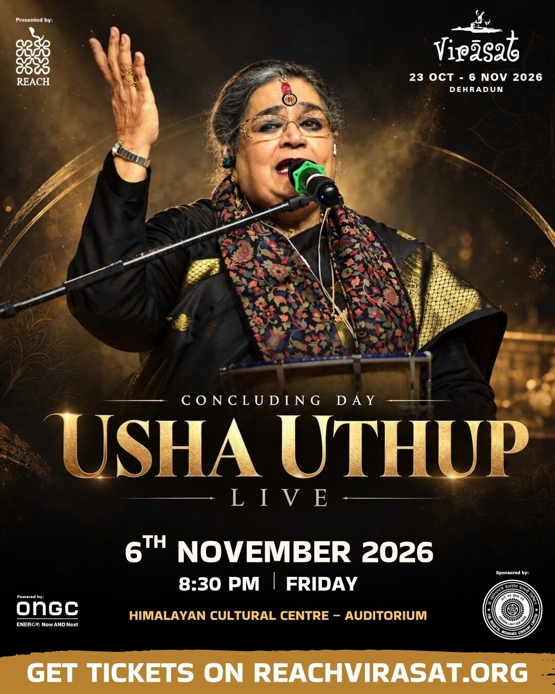 Usha Uthup Live!, Fri 6 Nov · 8:30 PM